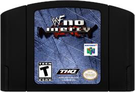 Cartridge artwork for WWF No Mercy on the Nintendo N64.