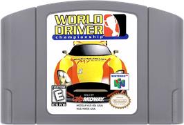 Cartridge artwork for World Driver Championship on the Nintendo N64.