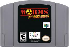 Cartridge artwork for Worms Armageddon on the Nintendo N64.