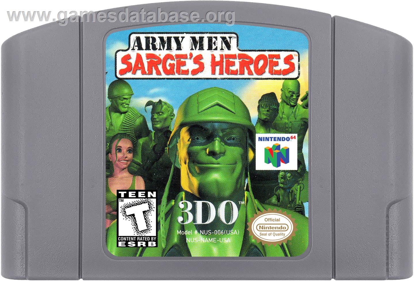 Army Men: Sarge's Heroes - Nintendo N64 - Artwork - Cartridge
