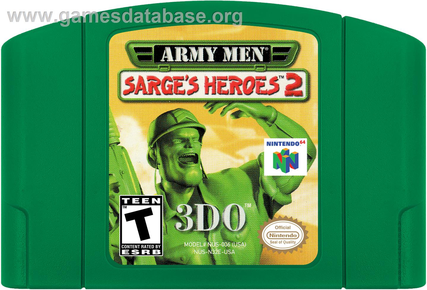 Army Men: Sarge's Heroes 2 - Nintendo N64 - Artwork - Cartridge