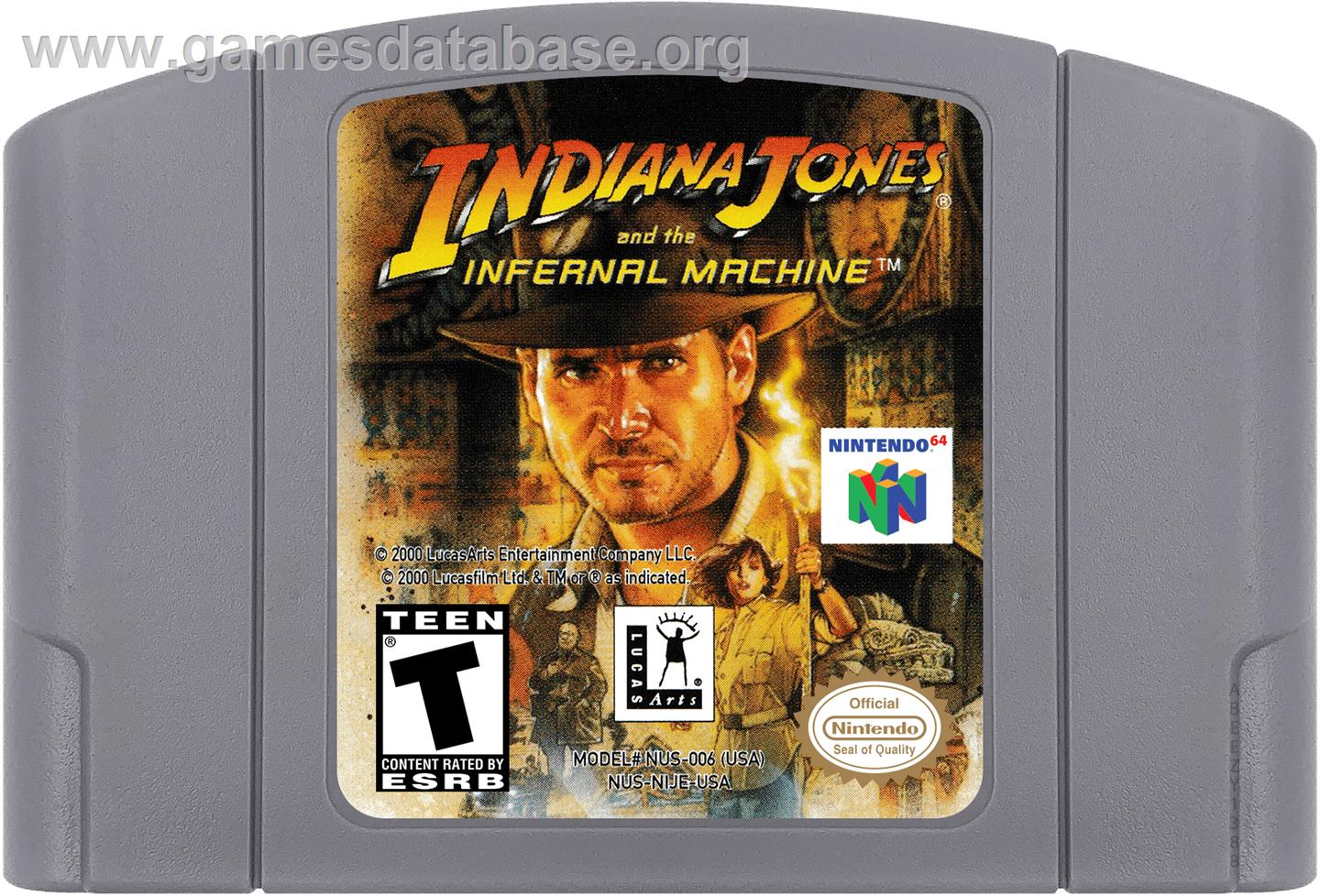 Indiana Jones and the Infernal Machine - Nintendo N64 - Artwork - Cartridge
