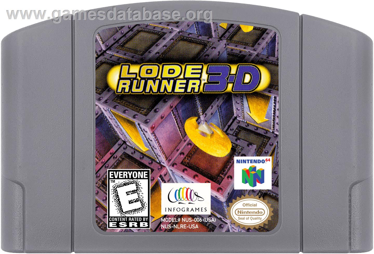 Lode Runner 3D - Nintendo N64 - Artwork - Cartridge