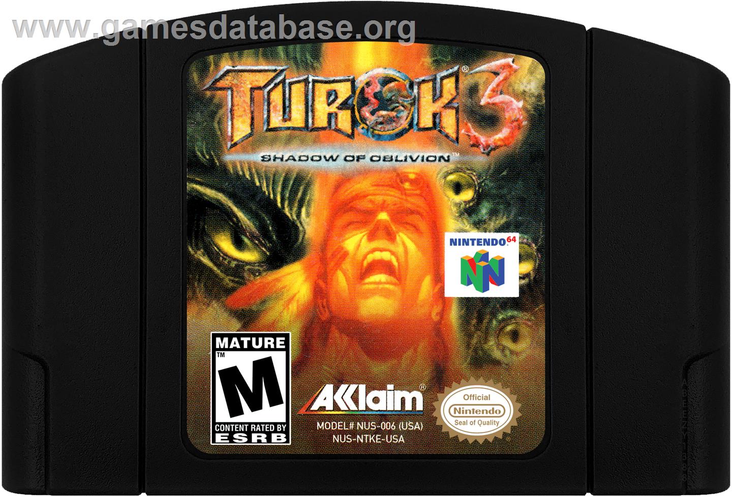Turok 3: Shadow of Oblivion - Nintendo N64 - Artwork - Cartridge