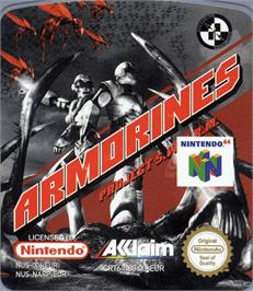 Top of cartridge artwork for Armorines: Project S.W.A.R.M. on the Nintendo N64.