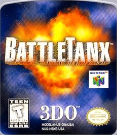 Top of cartridge artwork for BattleTanx on the Nintendo N64.