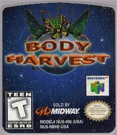 Top of cartridge artwork for Body Harvest on the Nintendo N64.