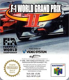 Top of cartridge artwork for F-1 World Grand Prix 2 on the Nintendo N64.