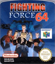 Top of cartridge artwork for Fighting Force 64 on the Nintendo N64.