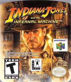 Top of cartridge artwork for Indiana Jones and the Infernal Machine on the Nintendo N64.