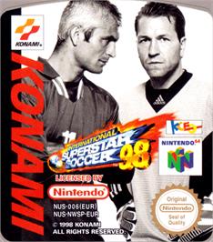Top of cartridge artwork for International Superstar Soccer '98 on the Nintendo N64.