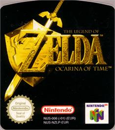 Top of cartridge artwork for Legend of Zelda: Ocarina of Time on the Nintendo N64.