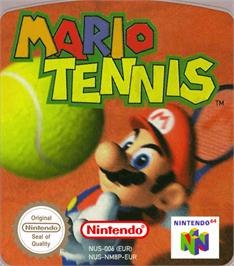 Top of cartridge artwork for Mario Tennis on the Nintendo N64.