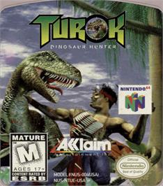 Top of cartridge artwork for Turok: Dinosaur Hunter on the Nintendo N64.