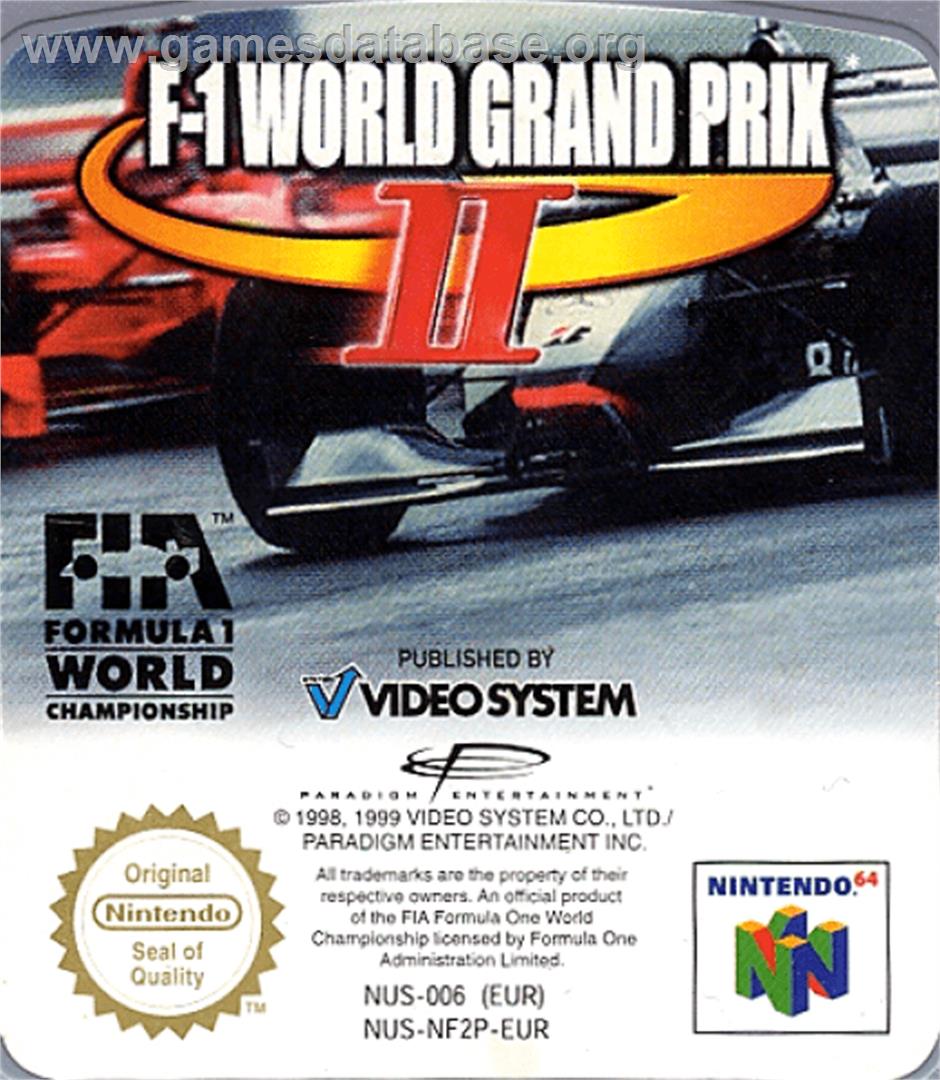 F-1 World Grand Prix 2 - Nintendo N64 - Artwork - Cartridge Top