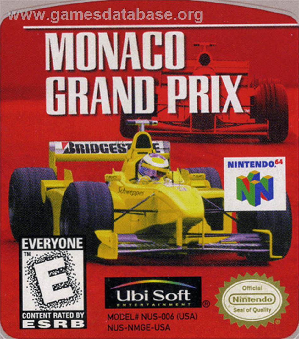 Monaco Grand Prix - Nintendo N64 - Artwork - Cartridge Top