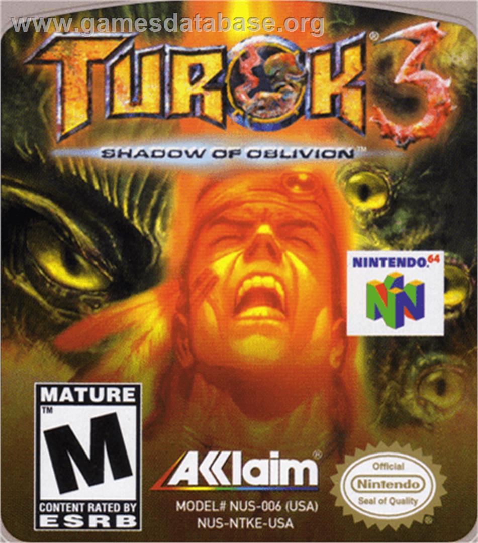 Turok 3: Shadow of Oblivion - Nintendo N64 - Artwork - Cartridge Top