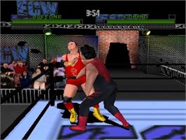 In game image of ECW Hardcore Revolution on the Nintendo N64.