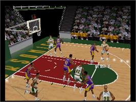 In game image of Kobe Bryant's NBA Courtside on the Nintendo N64.