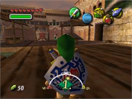 In game image of Legend of Zelda: Majora's Mask on the Nintendo N64.