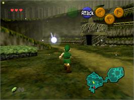 In game image of Legend of Zelda: Ocarina of Time on the Nintendo N64.