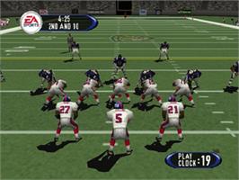In game image of Madden NFL 2002 on the Nintendo N64.