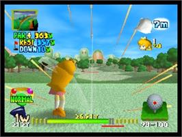 In game image of Mario Golf on the Nintendo N64.