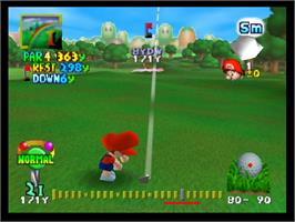 In game image of Mario Golf 64 on the Nintendo N64.