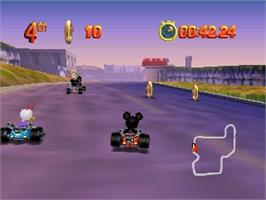 In game image of Mickey's Speedway USA on the Nintendo N64.