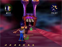 In game image of Milo's Astro Lanes on the Nintendo N64.