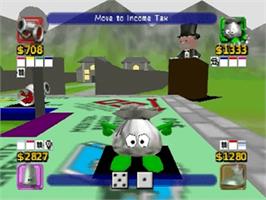 In game image of Monopoly on the Nintendo N64.