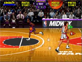 In game image of NBA Hang Time on the Nintendo N64.