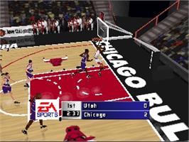 In game image of NBA Live '99 on the Nintendo N64.
