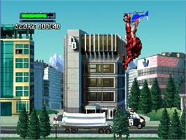 In game image of Rampage: Universal Tour on the Nintendo N64.