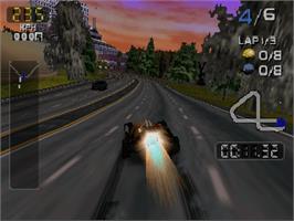 In game image of San Francisco Rush 2049 on the Nintendo N64.