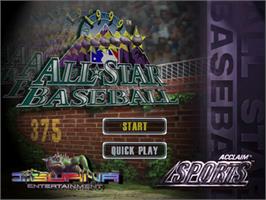 Title screen of All-Star Baseball '99 on the Nintendo N64.