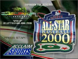 Title screen of All-Star Baseball 2000 on the Nintendo N64.