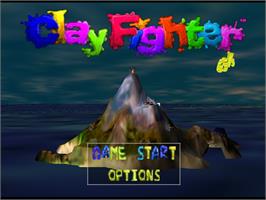 Title screen of Clay Fighter 63 1/3 on the Nintendo N64.