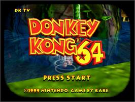 Title screen of Donkey Kong 64 on the Nintendo N64.