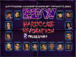 Title screen of ECW Hardcore Revolution on the Nintendo N64.