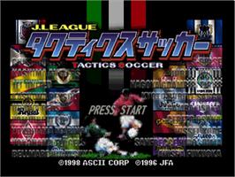 Title screen of J-League Tactics Soccer on the Nintendo N64.