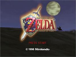 Title screen of Legend of Zelda: Ocarina of Time on the Nintendo N64.