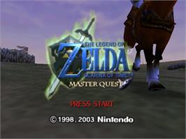 Title screen of Legend of Zelda: Ocarina of Time / Master Quest on the Nintendo N64.