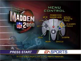 Title screen of Madden NFL 2000 on the Nintendo N64.