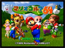 Title screen of Mario Golf 64 on the Nintendo N64.