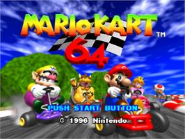 Title screen of Mario Kart 64 on the Nintendo N64.