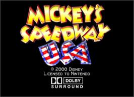 Title screen of Mickey's Speedway USA on the Nintendo N64.