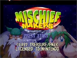 Title screen of Mischief Makers on the Nintendo N64.