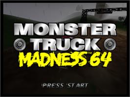 Title screen of Monster Truck Madness 64 on the Nintendo N64.