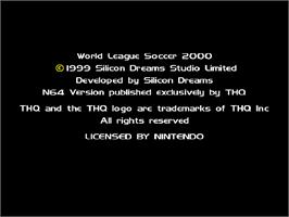 Title screen of RTL World League Soccer 2000 on the Nintendo N64.